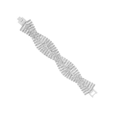 Silver diamante crystal weave bracelet